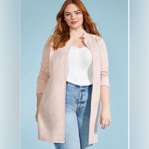 NWOT Faux Suede Midi Pink Chico’s jacket size medium